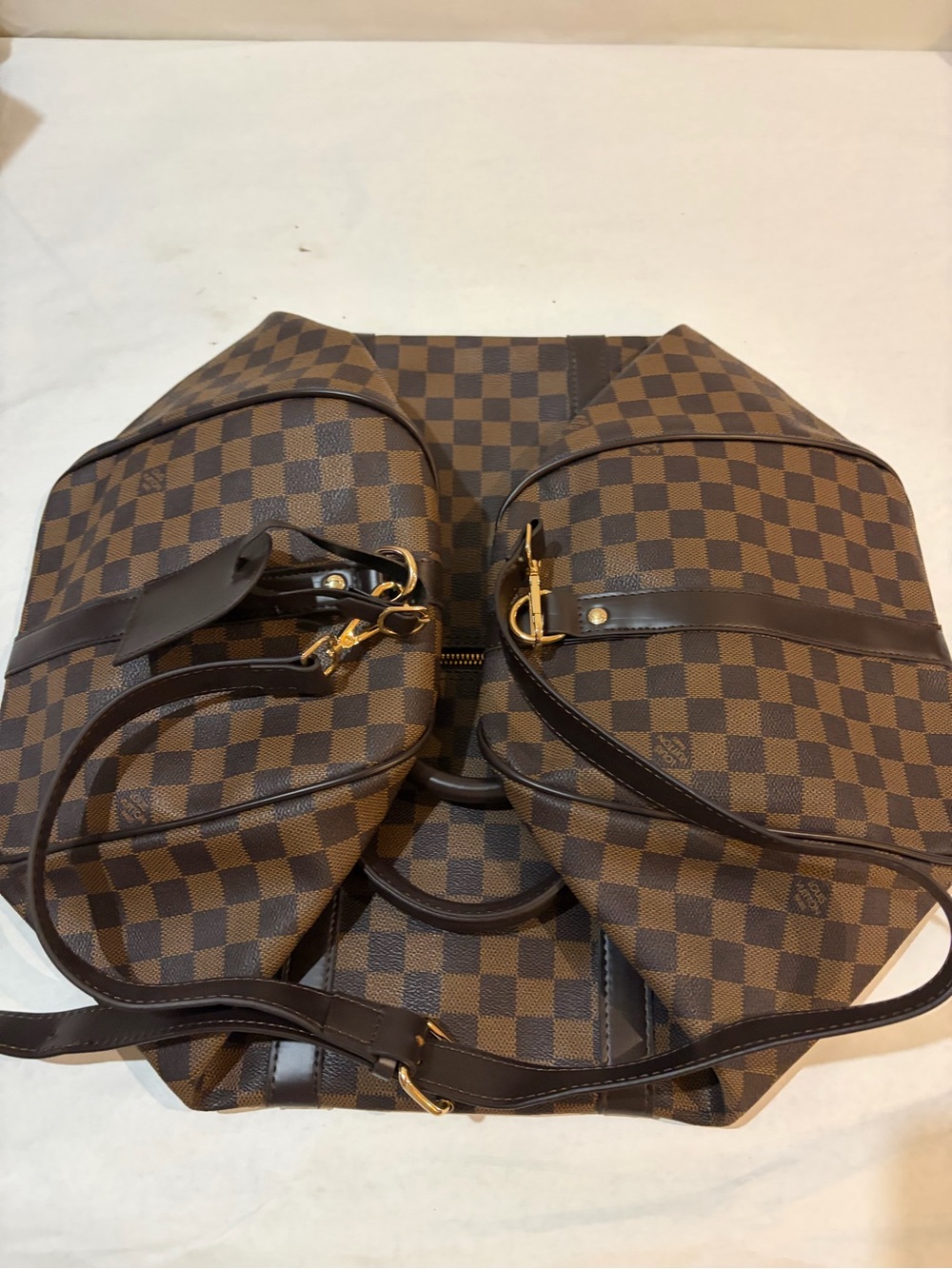 Brown Checkered Women's Tote Bag